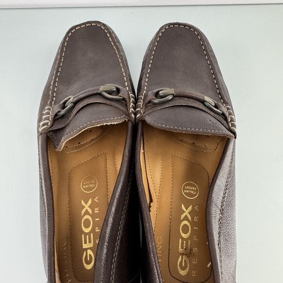 GEOX Respira Men\'s Slip-on Horsebit Driving Brown Leather Loafer size 12 US main image 8
